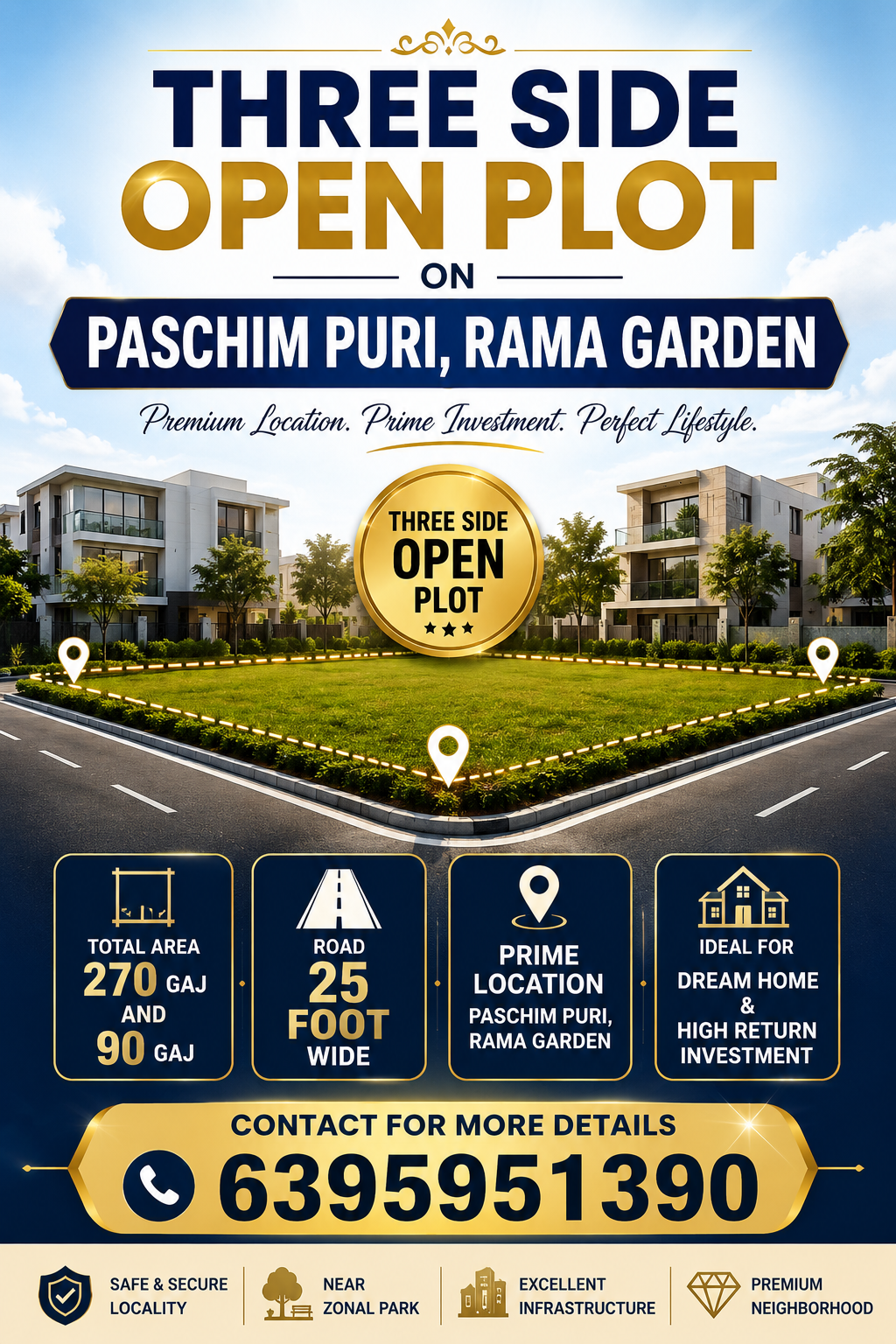 270 Sq yd Land in Paschim Puri